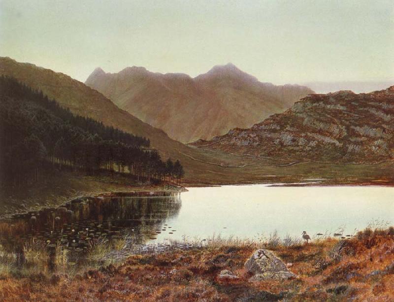 Atkinson Grimshaw Blea Tarn at First Light,Langdale Pikes in the Distance Norge oil painting art